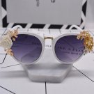 Hot Fashion Retro Vintage Gold metal rose flower Sunglasses Baroque Sunglasses Luxury Sun Beach cat\