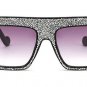 New Women Luxury Brand Design Crystal Cateye Sunglasses Mirror Retro Rhinestones Sun Glasses big Fem