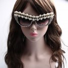 2018 Fashion Sunglasses Women Rhinestone and Pearl Luxury Sunglasses Cat Eye Sunglasses Oversize Fem