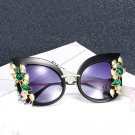 2017 Luxury Crystal Decoration Cat Eye Sunglasses Women Spring Hinges Fashion Ladies Gradient Lens e