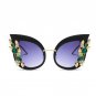 2017 Luxury Crystal Decoration Cat Eye Sunglasses Women Spring Hinges Fashion Ladies Gradient Lens e