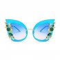 2017 Luxury Crystal Decoration Cat Eye Sunglasses Women Spring Hinges Fashion Ladies Gradient Lens e