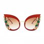 2017 Luxury Crystal Decoration Cat Eye Sunglasses Women Spring Hinges Fashion Ladies Gradient Lens e