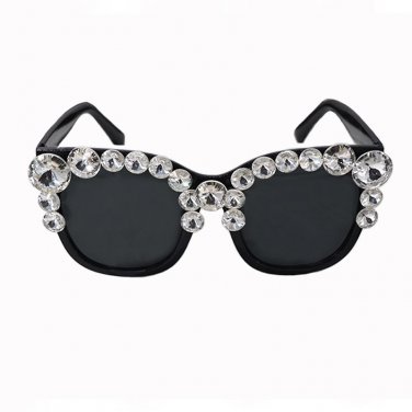New Arrival Crystal Diamond large frame Sunglasses Women Luxury Brand Designer Vintage Stylish Sun G