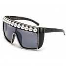 New Fashion Sungalsses Women Luxury Pearl With Rhinestone Sunglasses Large Frame windproof Sunglasse