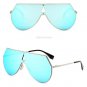 Integrated Flat Top Futurism Pilot Men Women Mirrored Lenses Sunglasses Designer Korean Style 86064