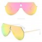 Integrated Flat Top Futurism Pilot Men Women Mirrored Lenses Sunglasses Designer Korean Style 86064
