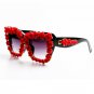 Brand Designer 2017 Sunglasses Women Red Flower Baroque Style Luxury Sunglasses For Ladies Beach Sum