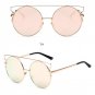Oversized UV400 PC Round Lens Mirrored Women Cat Eye Sunglasses Gafa Redondas Rose Gold Vintage Avia
