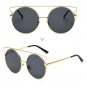 Oversized UV400 PC Round Lens Mirrored Women Cat Eye Sunglasses Gafa Redondas Rose Gold Vintage Avia