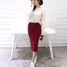 2016 Summer skirts Sexy Chic Pencil Skirts Women Skirt Wool Rib Knit Long Skirt Package Hip Split Wa