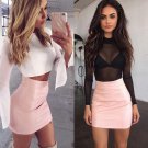 HOT Fashion Women Shiny Leather Skirts Female Solid Bodycon Pencil Short Mini Skirt Woman Zipper Hig