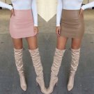 Women Ladies Sexy Bandge Leather High Waist Pencil Bodycon Hip Short Mini Skirts