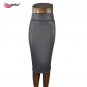 free shipping women office skirt high-waist faux leather pencil skirt black sexy elastic below knee