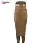 free shipping women office skirt high-waist faux leather pencil skirt black sexy elastic below knee