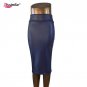free shipping women office skirt high-waist faux leather pencil skirt black sexy elastic below knee