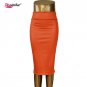 free shipping women office skirt high-waist faux leather pencil skirt black sexy elastic below knee