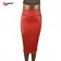 free shipping women office skirt high-waist faux leather pencil skirt black sexy elastic below knee