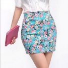 Vintag 2017 Office Lady Skirt Summer Women High Waist Elastic OL Short Mini Skirts Floral Sexy Penci