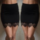 Fashion Women Ladies Casual summer High Waist A-Line lace patchwork Bodycon Pencil Short Skirt