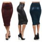 Bohocotol 2018 summer women plus size high-waist faux leather pencil skirt black leather skirt S/M/L