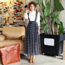 Hot Women Chiffon Flared Skirt With Suspenders Braces Pastel Elastic Waist Solid Skirts B3