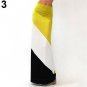 Women\'s Fashion Color Blocking Slimming Mid-Rise Cotton Long Full Maxi Skirt