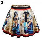 Fashion Women\'s High Waist  40Cm Pleated Galaxy Egyptian Mural Mini Flared Half-length Skirt  6DQE