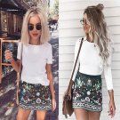 Fashion Women High Waist Floral Printed Short A-Line Skirt Bodycon Zipper Mini Skirts FS99