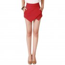 2016 Hot 4 Colors Women Tiered Irregular Zipper Culottes Short Shorts Skirt Trousers XS S M L XL Blu