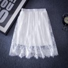 Spring Summer Women Sexy Lace Hollow Out Skirts Fashion Solid Casual Mesh tulle skirt Black White Sk