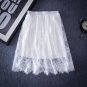 Spring Summer Women Sexy Lace Hollow Out Skirts Fashion Solid Casual Mesh tulle skirt Black White Sk