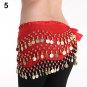 Chiffon Belly Dance Waistband Hip Scarf Skirt Dangling Golden Tone Alloy Coins Belt