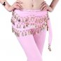 Chiffon Belly Dance Waistband Hip Scarf Skirt Dangling Golden Tone Alloy Coins Belt