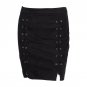 New  Sexy Autumn lace  leather  pencil skirt Winter 2017 cross high waist skirt Zipper split bodycon
