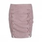 New  Sexy Autumn lace  leather  pencil skirt Winter 2017 cross high waist skirt Zipper split bodycon