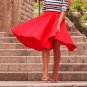 High Quality Fashion Women Elegant Pleated Skirt Solid Color Skirt Women\'s Vintage Pink Midi Skirt