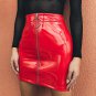 Women High Waist PU Leather Mini Skirt Plain Flared Pleated Skirt Pleated Stretch Pencil Bodycon Zip