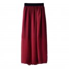 Women Double Layer Chiffon Long Elastic Waist Maxi Skirt Pleated skirts