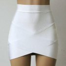 Cross Irregular Hem Solid Skirt Fitted Mini Skirts Women\'s Bodycon Stretch Skirt