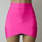 Cross Irregular Hem Solid Skirt Fitted Mini Skirts Women\'s Bodycon Stretch Skirt