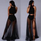 Summer Beach sunshine   Bohemia Women\'s Solid Mesh Skirt Long Split Beach Skirt Bikini Long Skirt