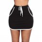 Women Solid Mini Sexy Skirt Tie Elastic Waist Patchwork Side Stripe Pocket Hot Short Skirt Hot Sale