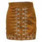 Women  Bodycon High Waist Flower Slim Skirt Faux Suede Tassel Mini Pencil Skirt