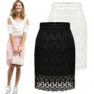 2016 Autumn Women Skirt Vintage Embroidery Lace Skirts Package Hip High Waist Skirts Womens Black Wh