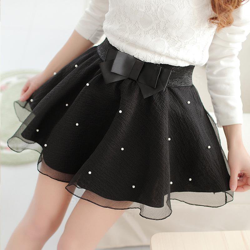 New Women Tutu Pleated Beads Skirts Organza Bow Knot Skirt Sexy High Waist Tulle Skirts Women Skirt