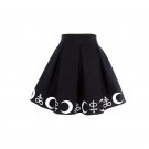 Harajuku Punk Rock Gothic Summer Women Skirt Moon Print Hight Waist Mini Skirt Pleated Tutu Skirt