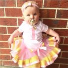 Newborn Baby Girls Clothes Sets Little Princess Girls Bow 1st Baby Birthday Romper+Skirt+Headband Ba