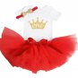 Newborn Baby Girls Clothes Sets Little Princess Girls Bow 1st Baby Birthday Romper+Skirt+Headband Ba