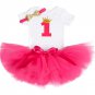 Newborn Baby Girls Clothes Sets Little Princess Girls Bow 1st Baby Birthday Romper+Skirt+Headband Ba
